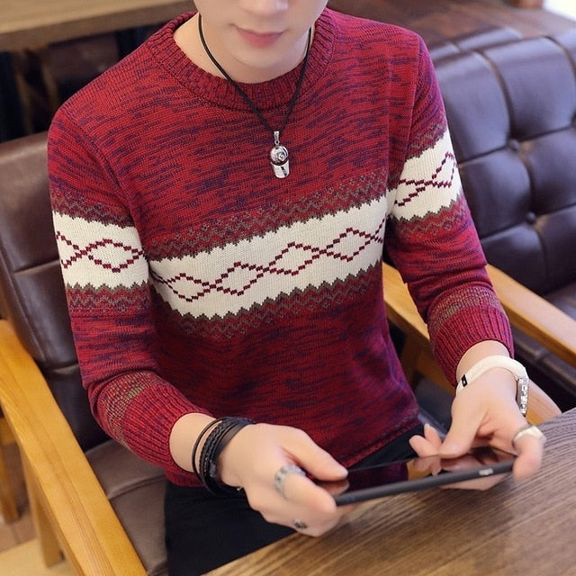 Stylowy Męski Sweter z Geometrycznym Wzorem