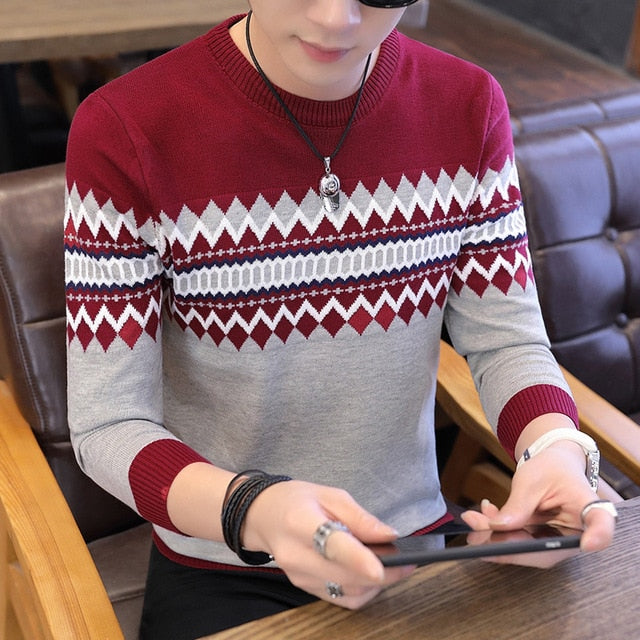 Stylowy Męski Sweter z Geometrycznym Wzorem
