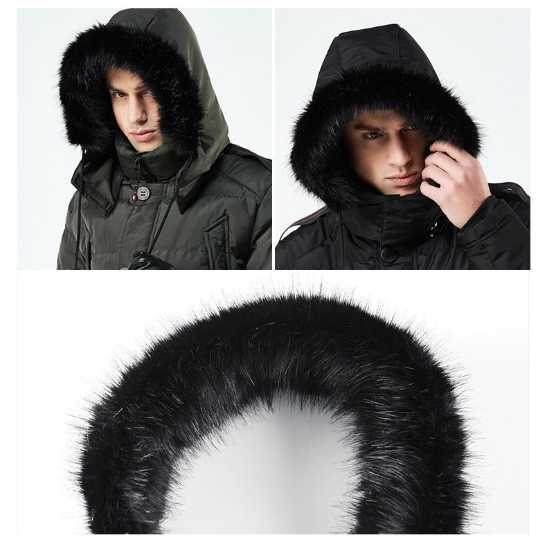 Męska kurtka zimowa parka z kapturem i ociepleniem – wodoodporna, wiatroszczelna