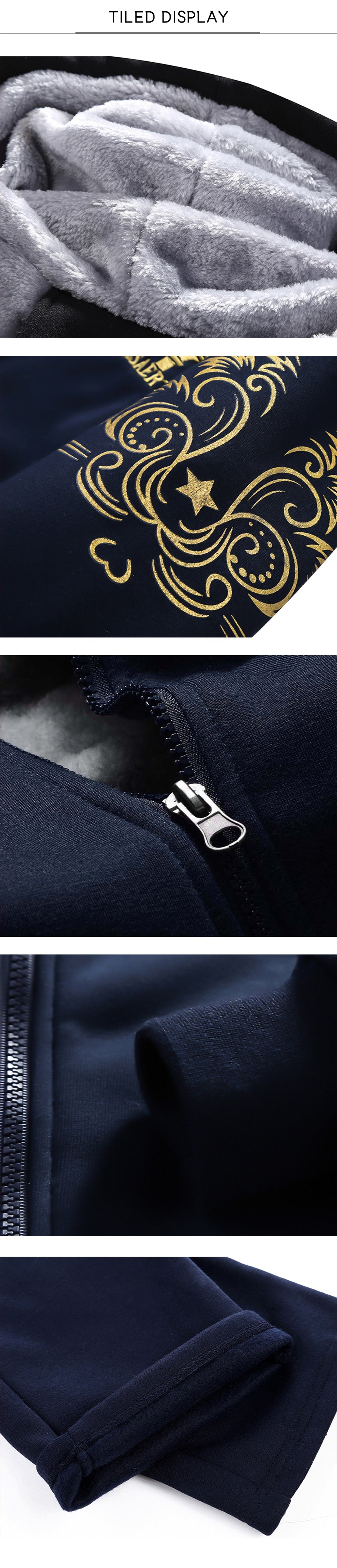 Męski ocieplany komplet dresowy z haftowanymi detalami