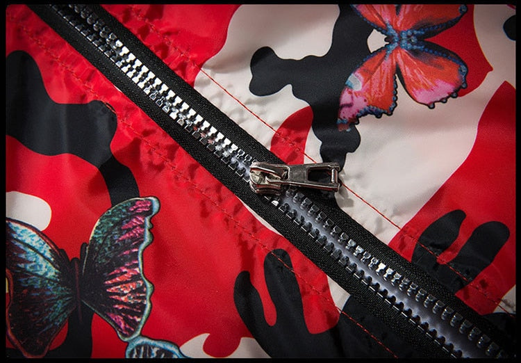 Kurtka we Wzór Moro z Motywem Motyli