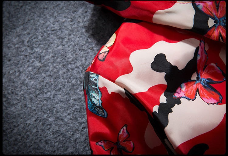 Kurtka we Wzór Moro z Motywem Motyli