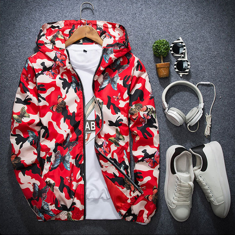 Kurtka we Wzór Moro z Motywem Motyli