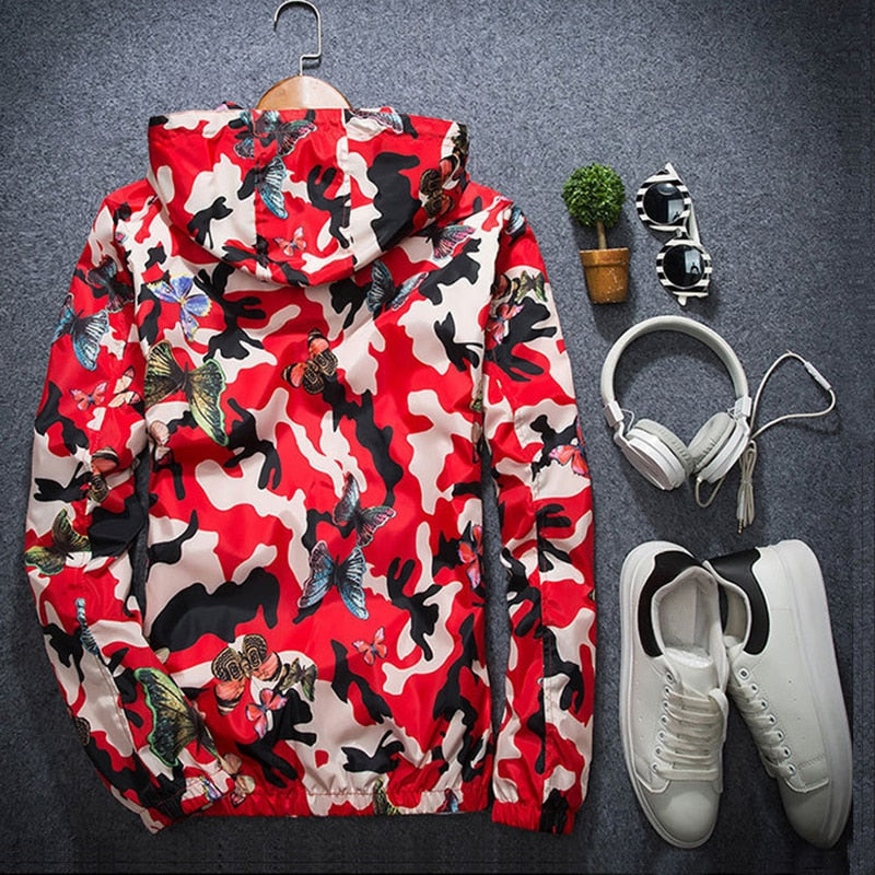 Kurtka we Wzór Moro z Motywem Motyli