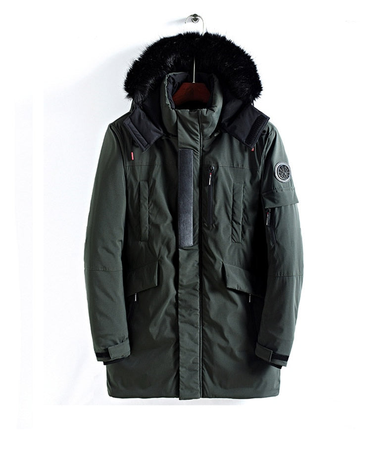 Męska kurtka zimowa parka z kapturem i ociepleniem – wodoodporna, wiatroszczelna