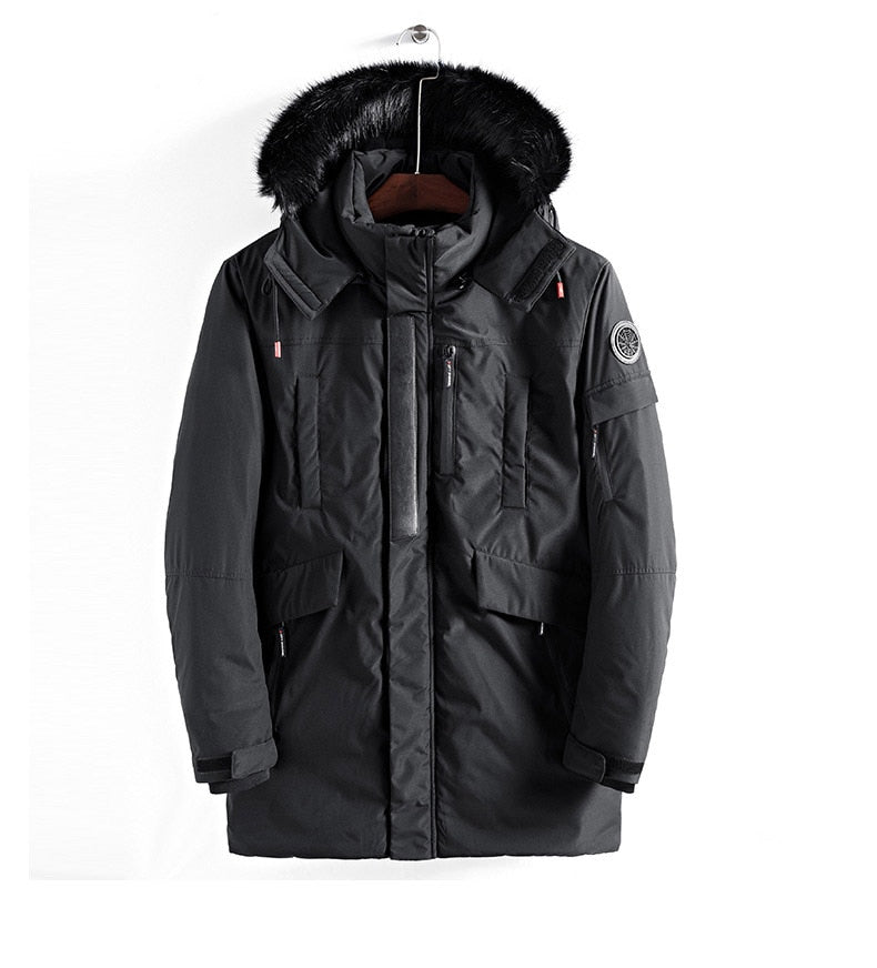 Męska kurtka zimowa parka z kapturem i ociepleniem – wodoodporna, wiatroszczelna
